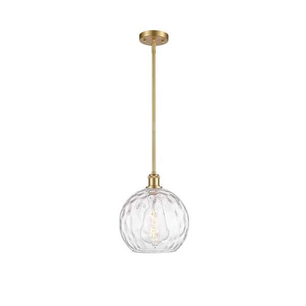 Athens Water Glass 60-Watt 1 Light Satin Gold Shaded Mini Pendant Light with Clear glass Clear Glass Shade