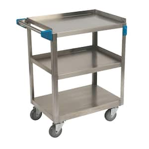 32.5 in. H x 15.5 in. W x 24 in. D Stainless Steel 3-Shelf Utility Cart