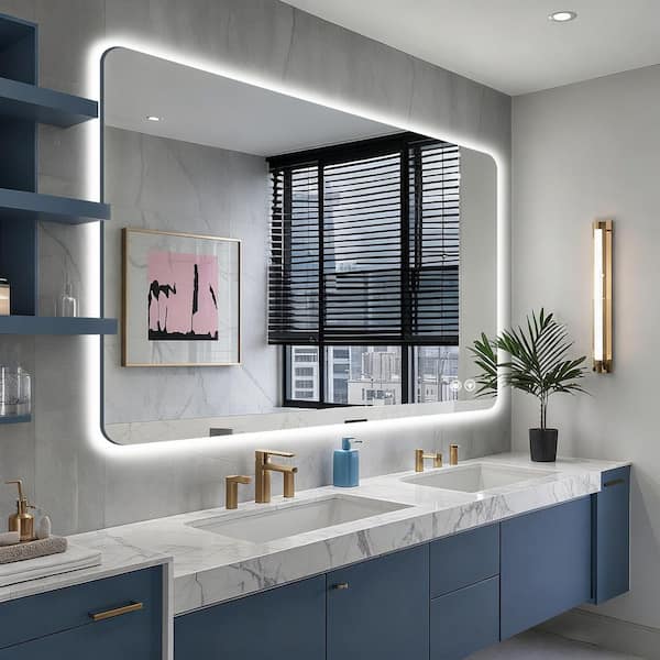 36 in. W x 48 in. H Rectangular Frameless Anti-Fog Adjustable Backlit LED Bathroom Wall Mirror, RoHS and CRU Certified