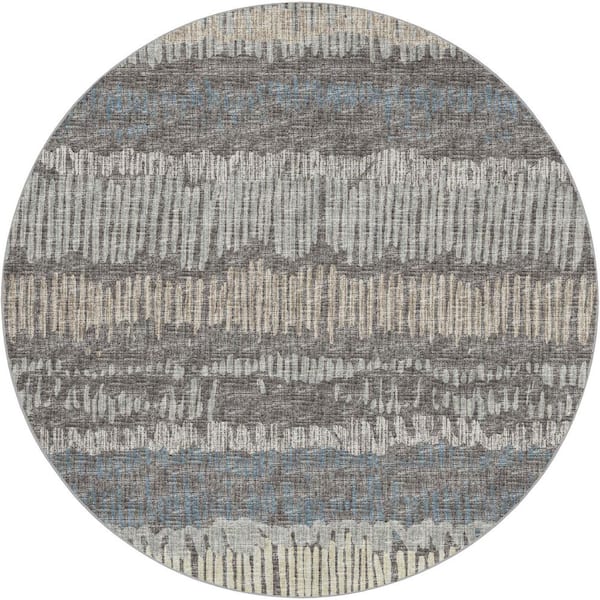 Dream Shag Premium Machine Washable Abstract ADS37 Gray 8 ft. x 8 ft. Round Rug