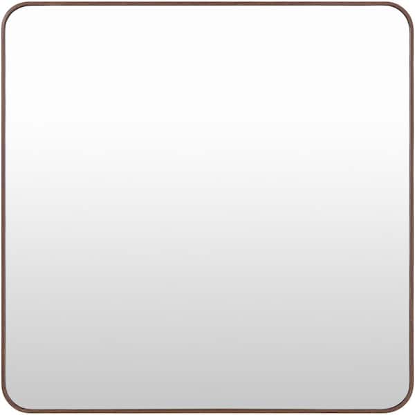 Aranya Modern Accent Mirror, Dark Brown, 32 in. H x 32 in. W x 1 in. D
