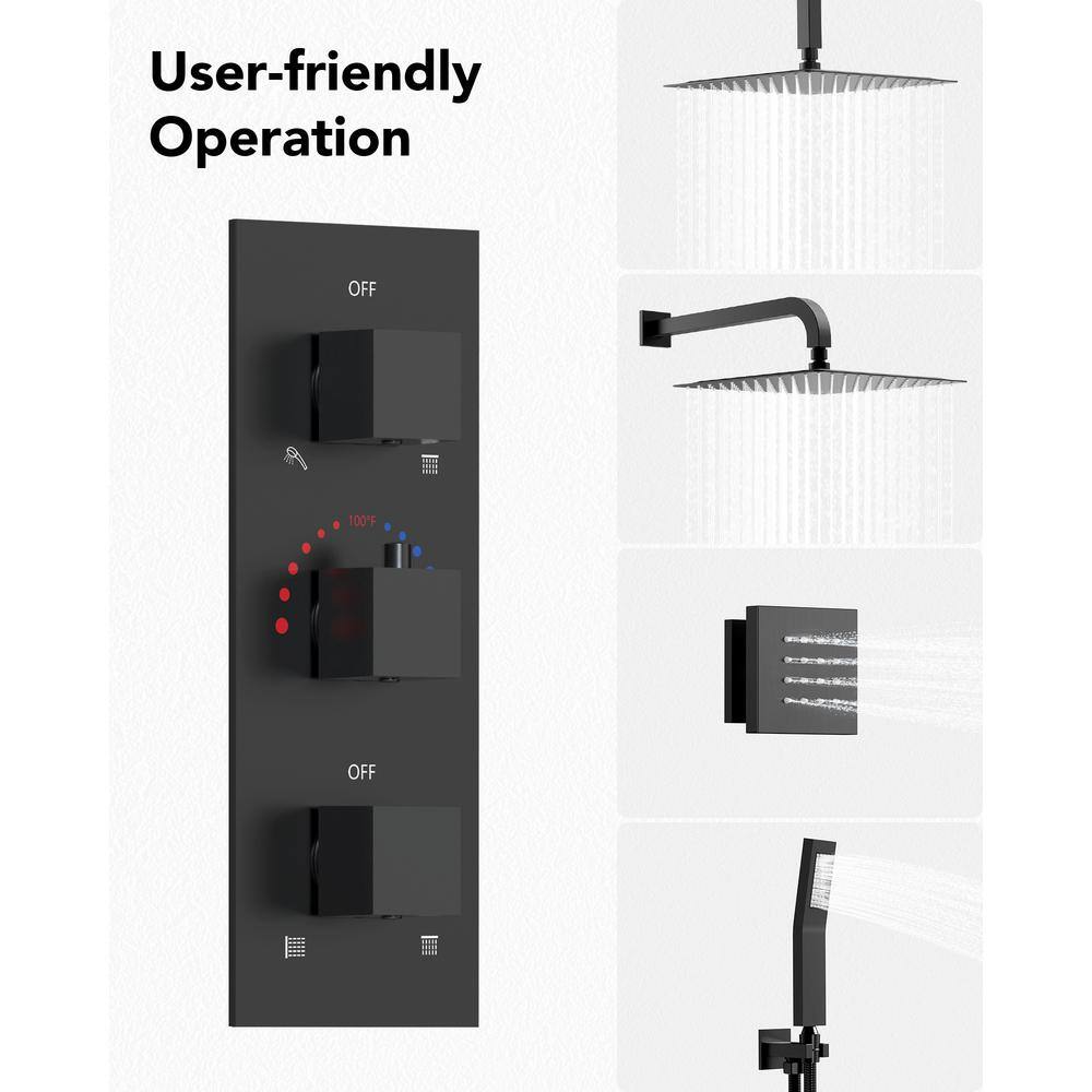Matte Black Dual Showerheads with Thermostatic Valve