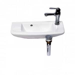 Edgewood 20 in. Wall Mounted Bathroom Sink in White with Overflow Faucet and Drain