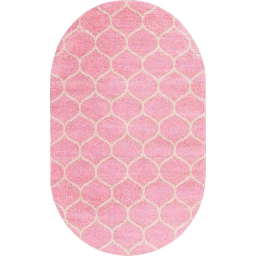 Trellis Frieze Rounded Light Pink 3 ft. x 5 ft. Area Rug price history on PriceWatchPro