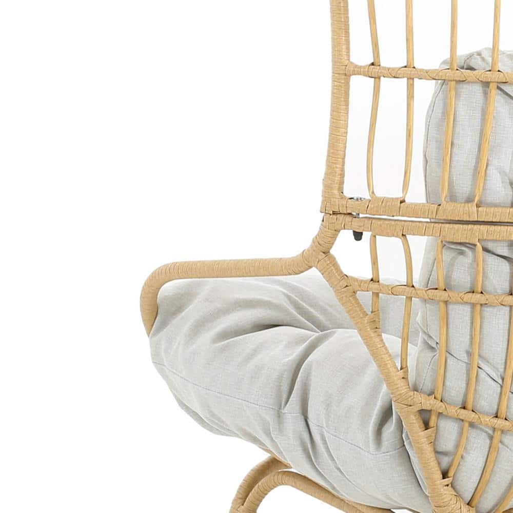 Palos Light Brown Wicker Outdoor Loveseat with Gray Cushions