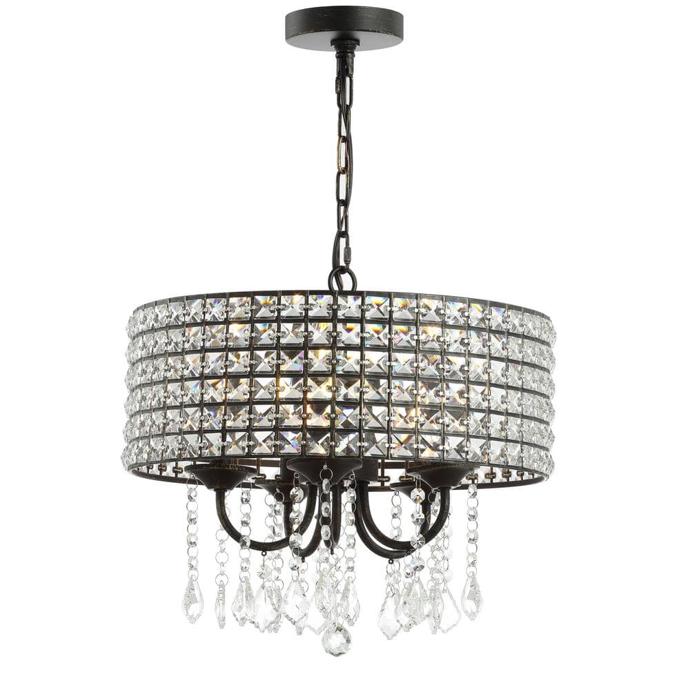 Reese 17" Black and Gold Iron LED Drum Pendant