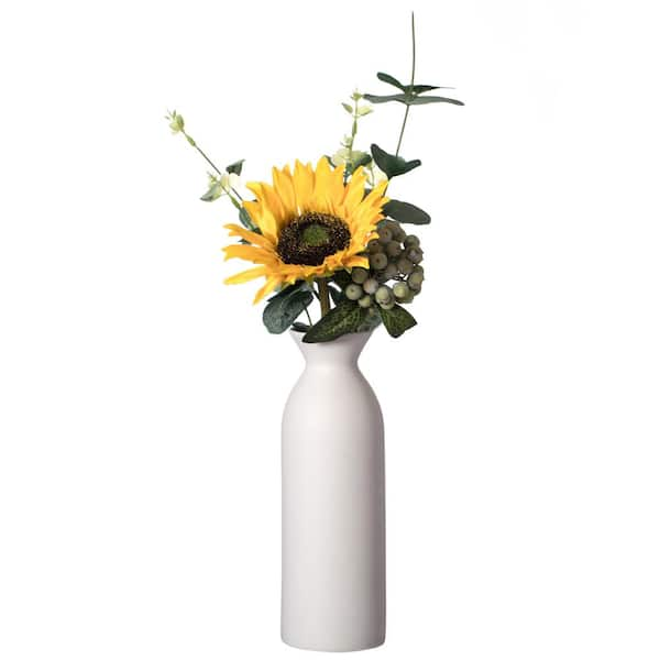 Uniquewise 9 in. Contemporary White Cylinder-Shaped Ceramic Table Flower  Vase Holder QI004364.M - The Home Depot