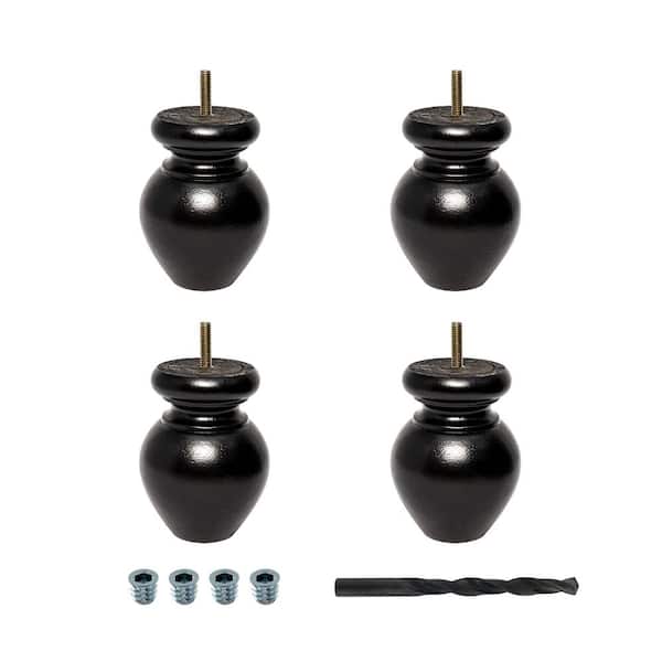 American Pro Decor 4-1/2 in. x 3-1/4 in. Stained Espresso Solid Hardwood Round Bun Foot (4-Pack)
