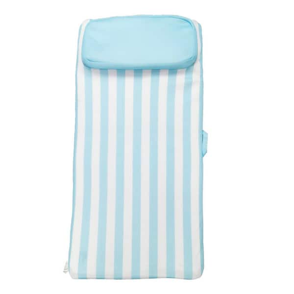 Teal Nylon No Inflate Sun Bed Water Lounger Pool Float with Pillow