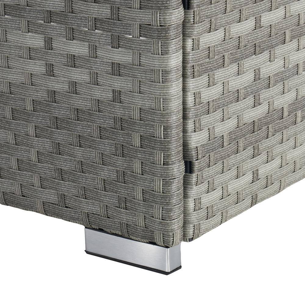 Gray Wicker Outdoor Chaise Lounge Set with Lake Blue Cushions