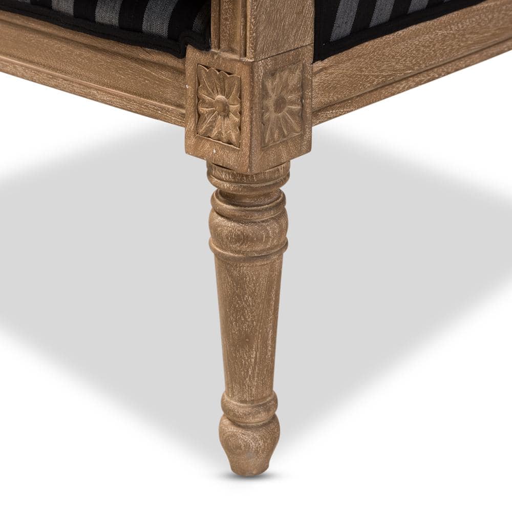 Charlemagne Striped Blue and Grey Traditional Accent Chair