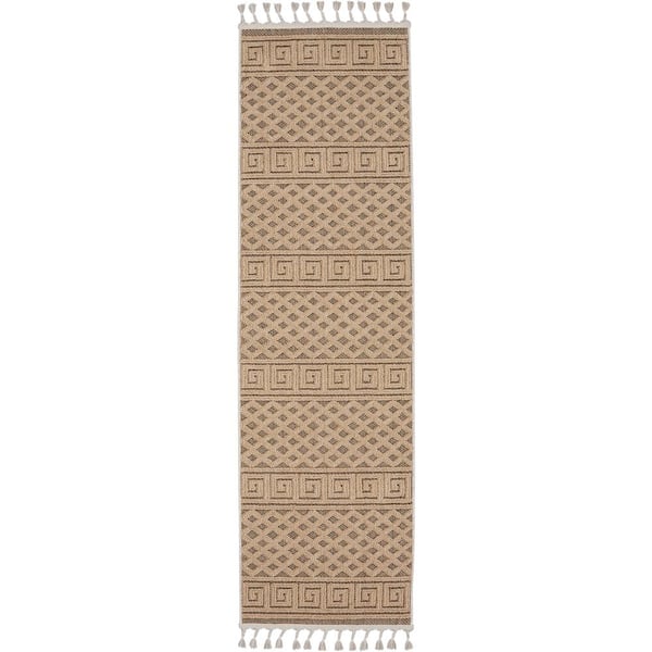 Nourison Paxton Mocha 2 ft. x 8 ft. Geometric Contemporary Kitchen Runner Area Rug