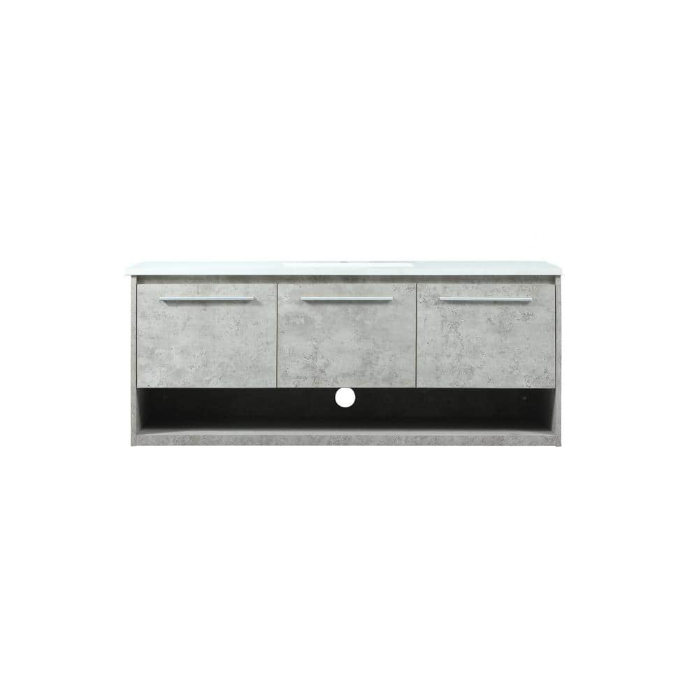 Simply Living 48 in. Single Bathroom Vanity in concrete Grey with Quartz Va