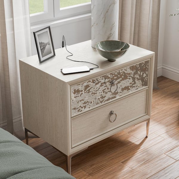 Furniture of America Jolt Natural Oak 2-Drawer 28 in. W Nightstand