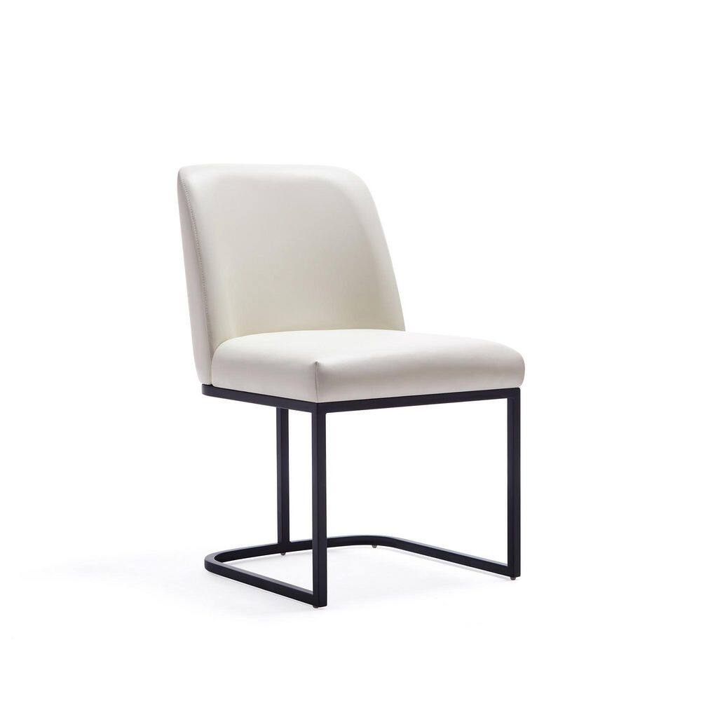 Serena Cream Faux Leather Dining Chair with Metal Base