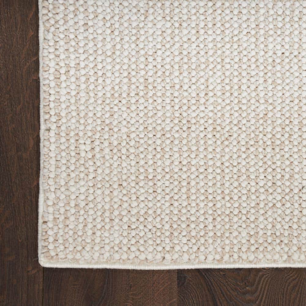 Ivory Beige Rectangular Synthetic 8' x 10' Easy Care Rug