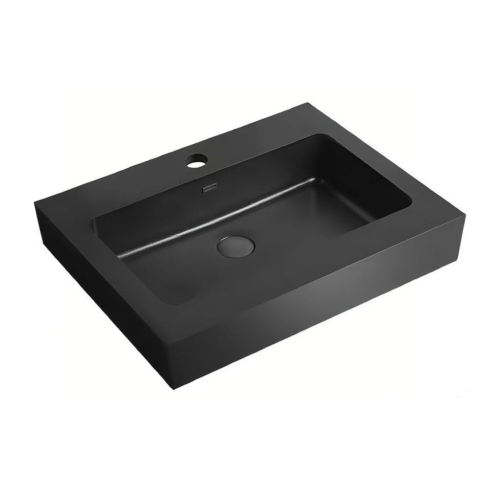 Modern and Minimalist Integrated 24 in. Drop-In Engineered Quartz Bathroom Sink in Matte Black price history on PriceWatchPro