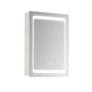 19.75 in. W x 27.5 in. H Rectangular Surface Mount Silver Bathroom Medicine Cabinet with Mirror and LED Light