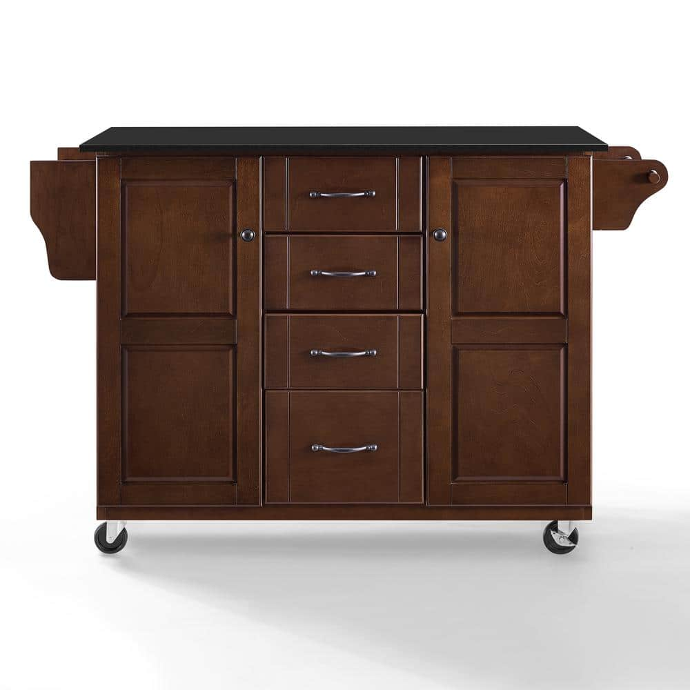 CROSLEY FURNITURE Eleanor Mahogany Kitchen Cart with Black Granite Top ...