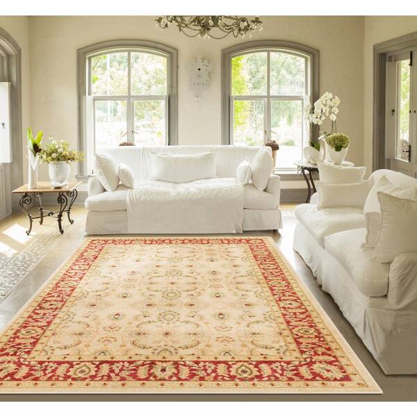 Well Woven Ushak Seljuk Ivory 5 ft. x 7 ft. Traditional Area Rug