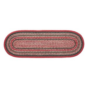 Forrester Indoor/Outdoor 12 in. W x 36 in. L Red Green Crème Oval Stripe PET Table  Runner