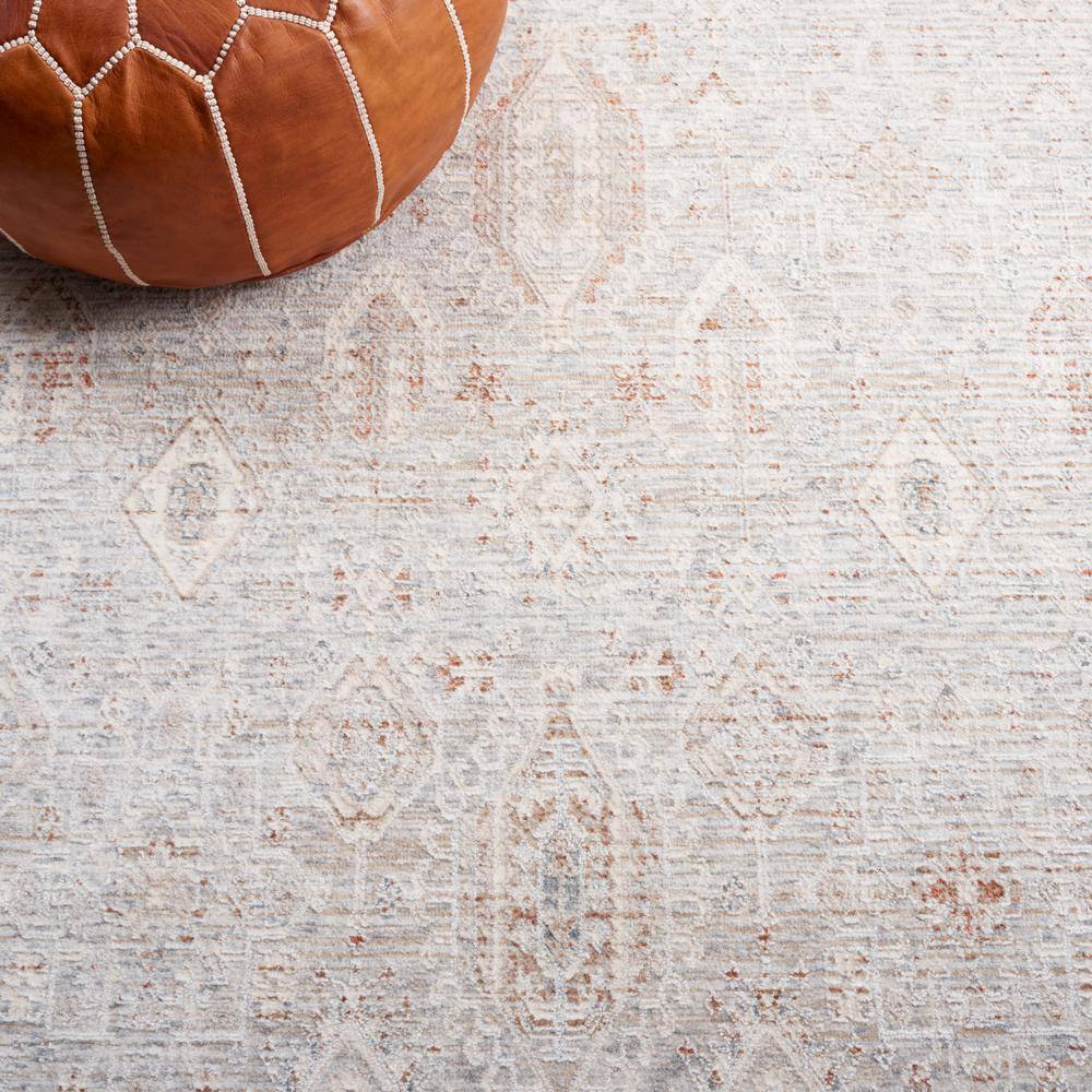 Gray Rectangular Viscose and Synthetic Area Rug