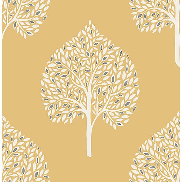 A-Street Prints Grove Mustard Tree Mustard Wallpaper Sample