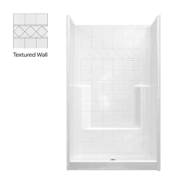 Basic 48 in. x 37 in. x 80 in. AcrylX 1-Piece Low Threshold Shower Wall and Shower Pan in White with Center Drain