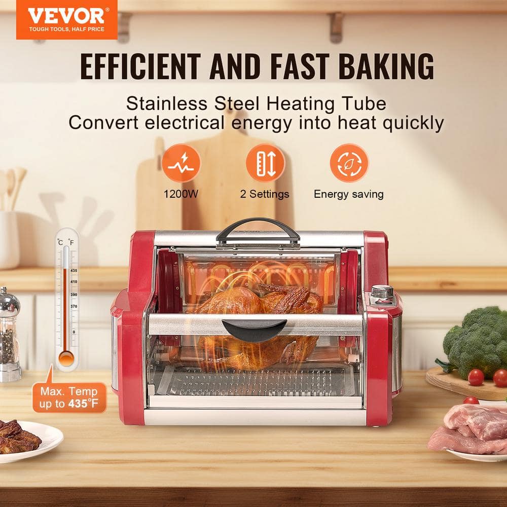 Red and Stainless Steel Electric Shawarma Grill Machine with Rotating Function