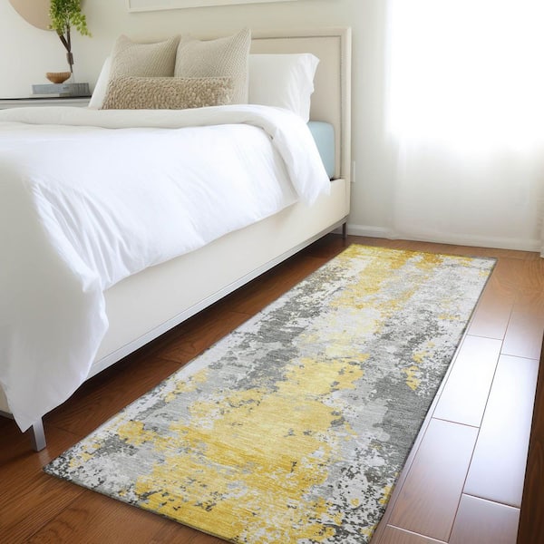Chantille Machine Washable Indoor/Outdoor Abstract ACN1848 Yellow 2 ft. 3 in. x 7 ft. 6 in. Runner Rug