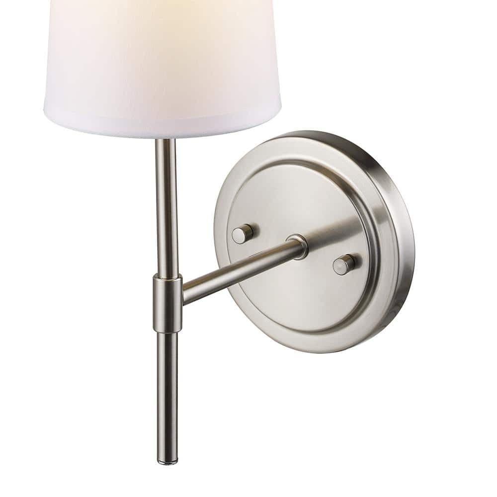 Clarissa Brushed Nickel Modern Glam Lantern Wall Sconce with White Shade