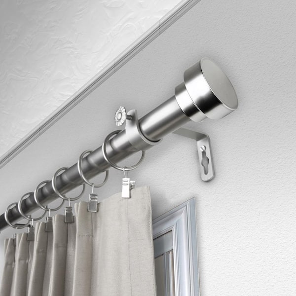 Bonnet 120 in. - 170 in. Single Curtain Rod in Satin Nickel with Finial