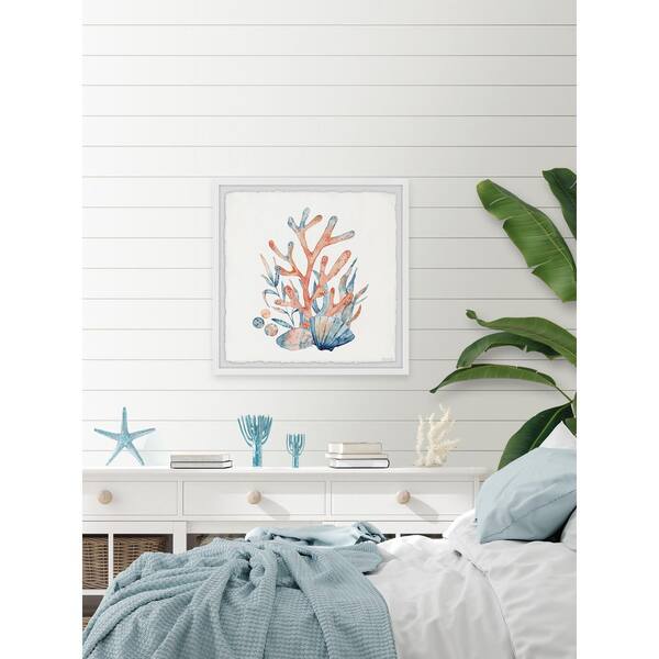 Coral and Shells by Marmont Hill Framed Nature Art Print 24 in. x 24 in.  ABNEW420WFPFL24 - The Home Depot