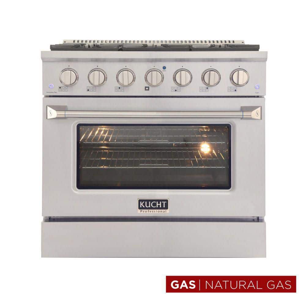 Pro-Style 36 in. 5.2 cu. ft. Natural Gas Range with Convection Oven in Stainless Steel and Silver Oven Door price history on PriceWatchPro