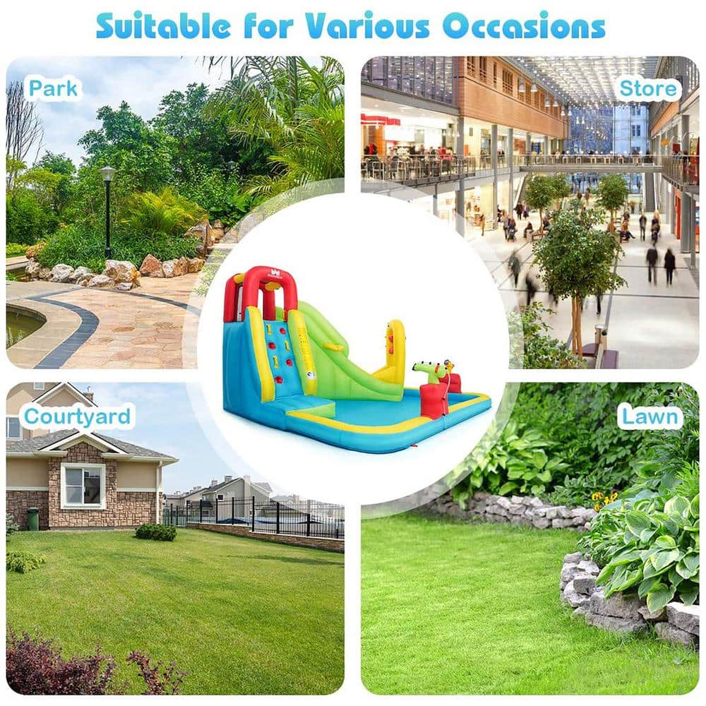 Colorful Inflatable Water Slide with Splash Pool and Blower