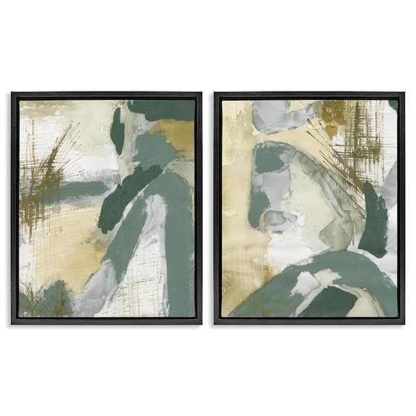 Stupell Industries Rustic Abstraction in Neutrals by Vanna Lam 2 Pieces Black Floater Frame Abstract Graphic Art Print 31 in. x 25 in.