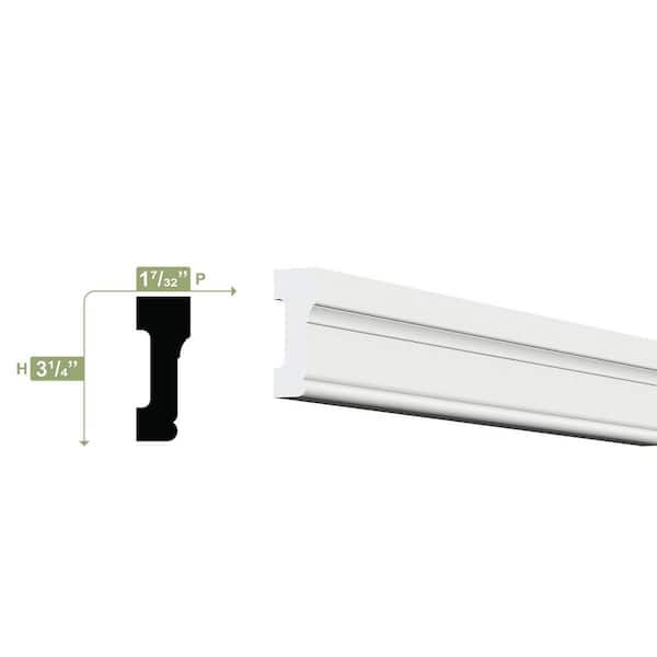 Ekena Millwork 3-1/4 in. x 1-1/4 in. x 96 in. Williamsburg Casing Moulding, PVC (12-Pack)