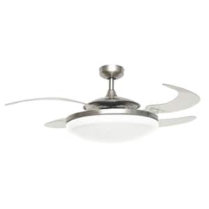 Evo2 Brushed Chrome Retractable 4-blade 48 in. Lighting with Remote Ceiling Fan