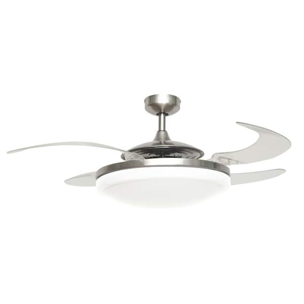 Fanaway Evo2 Brushed Chrome Retractable 4-blade 48 in. Lighting with Remote Ceiling Fan