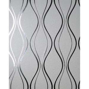 Odie Silver Contour Wave Paper Non-Pasted Matte Wallpaper