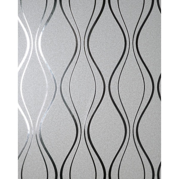Fine Decor Odie Silver Contour Wave Matte Non-Pasted Strippable Wallpaper Sample