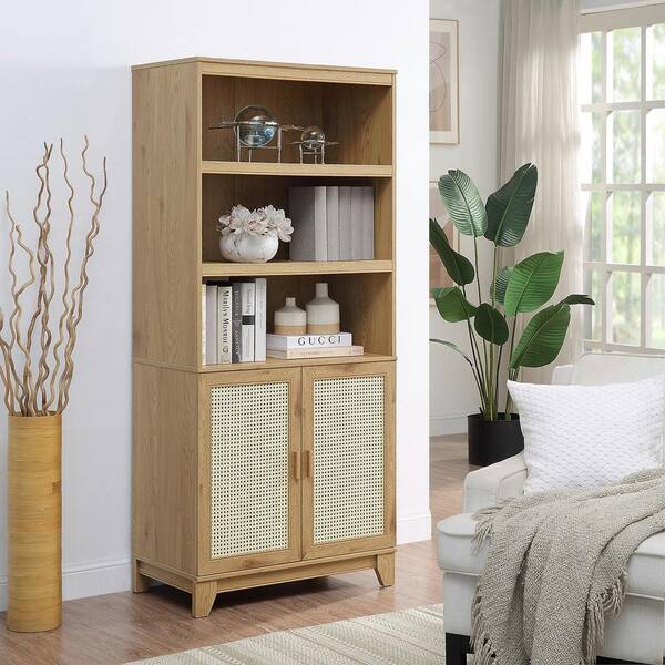 Manhattan Comfort Sheridan Modern Cane 4-Piece Set: Bookcase, TV Stand, Sideboard, End Table in Nature Manhattan Comfort Sheridan Modern Cane 4-Piece Set: Bookcase, TV Stand, Sideboard, End Table in Nature