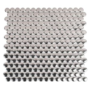 Cirkel Silver 11.46 in. x 12.4 in. Glossy Porcelain Mosaic Wall and Floor Tile (9.87 sq. ft./case) (10-pack)