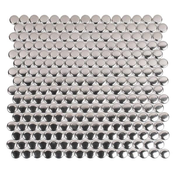 Apollo Tile Cirkel Silver 11.46 in. x 12.4 in. Glossy Porcelain Mosaic Wall and Floor Tile (9.87 sq. ft./case) (10-pack)
