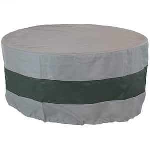48 in. Gray/Green Stripe Round 2-Tone Outdoor Fire Pit Cover