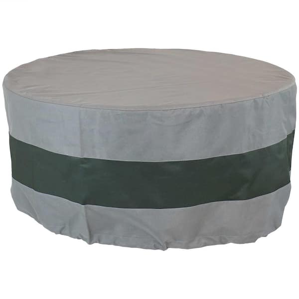 Sunnydaze 48 in. Gray/Green Stripe Round 2-Tone Outdoor Fire Pit Cover