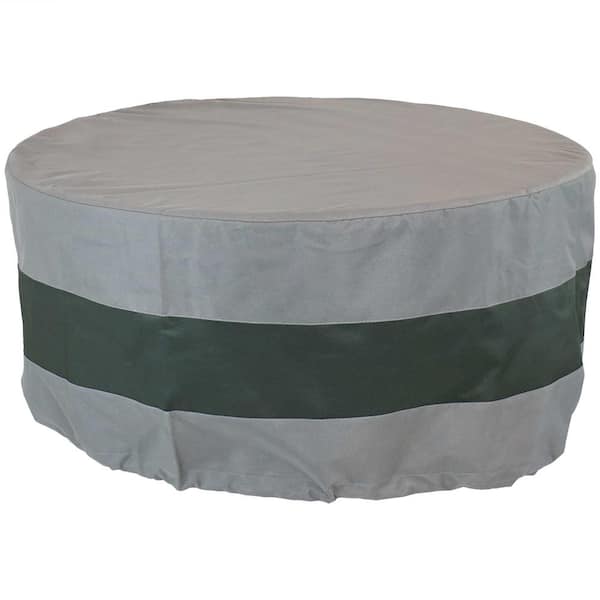 60 in. Gray/Green Stripe Round 2-Tone Outdoor Fire Pit Cover