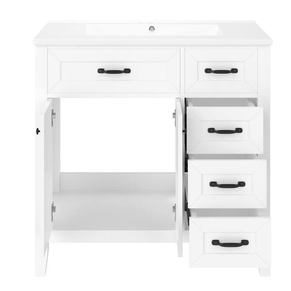 Ziyudura 36 in. Single Sink Freestanding White Bath Vanity with