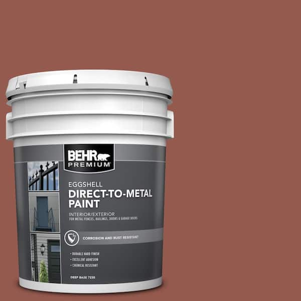BEHR PREMIUM 5 gal. #AE-12 Oxide Red Eggshell Direct to Metal Interior/Exterior Paint