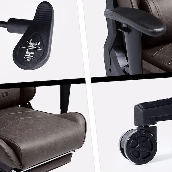 Gymax Gray Plastic Massage Gaming Chair Racing Computer Task Chair Recliner  with Footrest GYM06670 - The Home Depot